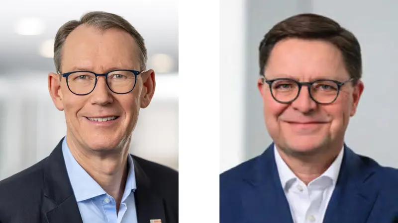Portraits of Dr. Christian Fischer, Chairman, and Stefan Grosch, Member of the Board of Management at Robert Bosch GmbH